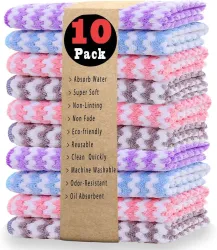 Xy Decor Microfiber Cleaning Cloths Dish Cloth Kitchen Rag 10 x10 Inch Multicolor Napkins (10 Sheets)