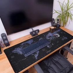 Xydrozen Gaming World Map Mouse Pad & Keyboard Desk Mat| 90X40 CM Non Slip Base Mousepad (Black)