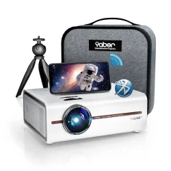 YABER V5 Mini Portable Projector with 5G WiFi and Bluetooth 5.1, 1080P & 4K Supported, with Tripod & Bag, Compatible wit