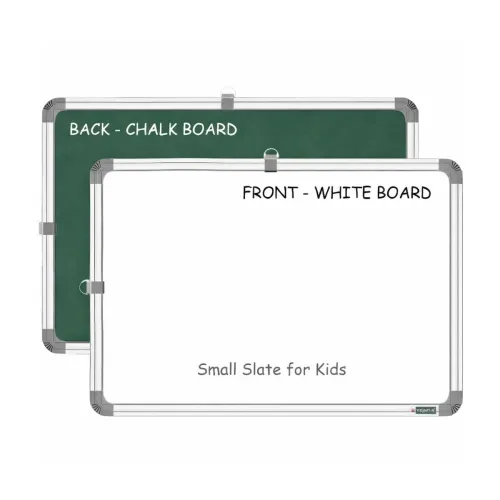 Image of YAJNAS Kids Double Sided Whiteboard & Chalkboard 41x28 cm | Small Non-Magnetic Writing Board for Drawing, Learning & Hom
