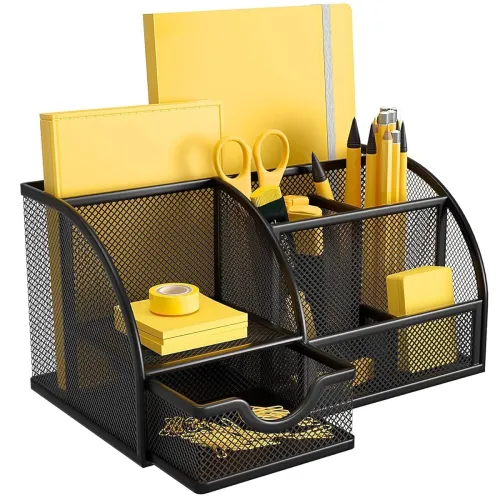 Image of YAJNAS Metal Desk Organizer – 7 Compartments