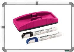 YAJNAS Non Magnetic 1X1.5 Feet, Double-Sided Writing White & Chalk board & 1 Duster & 2 Markers Whiteboards and Duster C