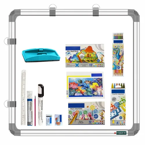Image of YAJNAS 2x2ft Dual-Sided Whiteboard & Chalkboard Combo