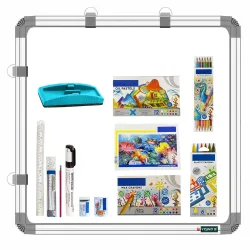 YAJNAS 2x2ft Dual-Sided Whiteboard & Chalkboard Combo