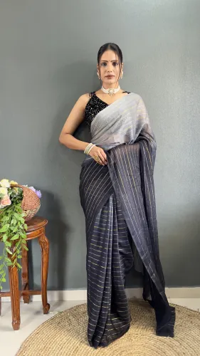 Image of YANKITA Embellished Georgette Ready-to-Wear Saree