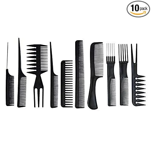 Image of YANTAISIYU 10PCS Black Hair Comb Professional Salon Hairdressing Hair Stylists Styling Comb set kit Multifunction Anti-S