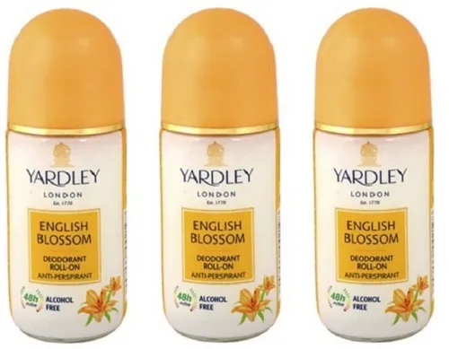 Image of Yardley London English Blossom Deodorant Roll‑On (Pack of 3, 150 ml)