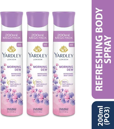 Image of Yardley London Morning Dew Refreshing Body Spray 200ml Deodorant Spray - For Women  (600 ml, Pack of 3)