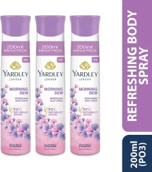 Yardley London Morning Dew Refreshing Body Spray 200ml Deodorant Spray - For Women  (600 ml, Pack of 3)