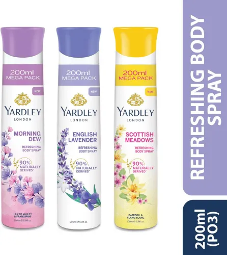Image of Yardley London Morning Dew Refreshing Body Spray For Women (600 ml, Pack of 3)