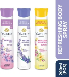 Yardley London Morning Dew Body Spray 600 ml, Pack of 3