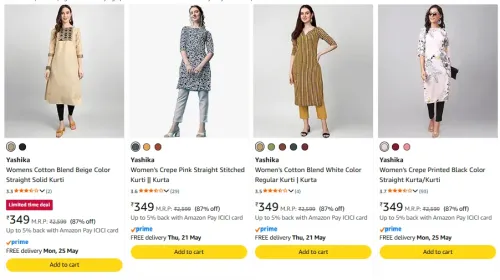Image of Yashika Womens Kurtas upto 70% discount 