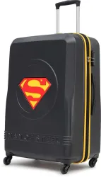 YAYAVAR Large Check-in Suitcase (76 cm) 4 Wheels - SUPERMAN OFFICIAL MERCHANDISE TROLLEY WITH PREMIUM MOULDED SUPERMAN LOGO - Yellow, Black, Red