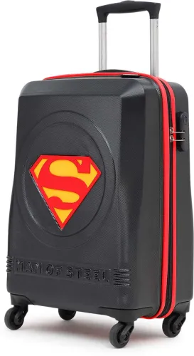Image of YAYAVAR Small Cabin Suitcase (55 cm) 4 Wheels - SUPERMAN OFFICIAL MERCHANDISE TROLLEY WITH PREMIUM MOULDED SUPERMAN LOGO