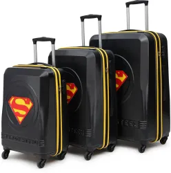 Yayavar Superman Hard Luggage Set (3pcs, 4-Wheel Trolley)