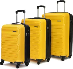 YAYAVAR Hard Body Set of 3 Luggage 4 Wheels - TOKYO DUAL - Yellow, Black
