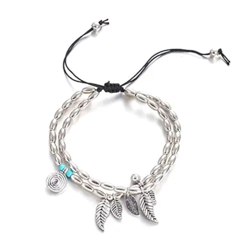 Image of Yellow Chimes Anklets Fashion Silver Oxidised Anklets for Women