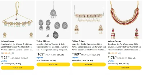 Image of Yellow chimes Jewellery set upto 95% discount 
