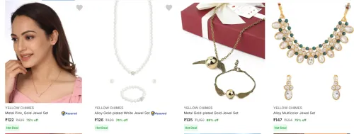 Image of Yellow Chimes Jewellery Sets at minimum 70% Discount