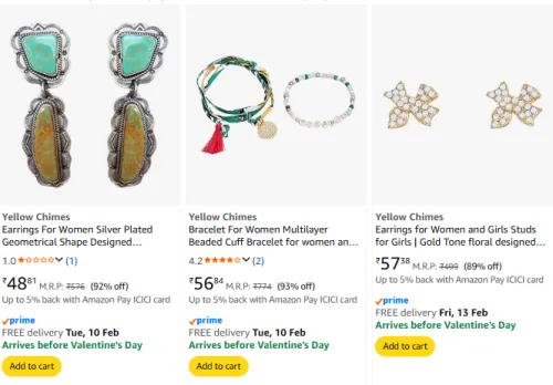 Image of Yellow Chimes Jewellery Starting @ ₹48