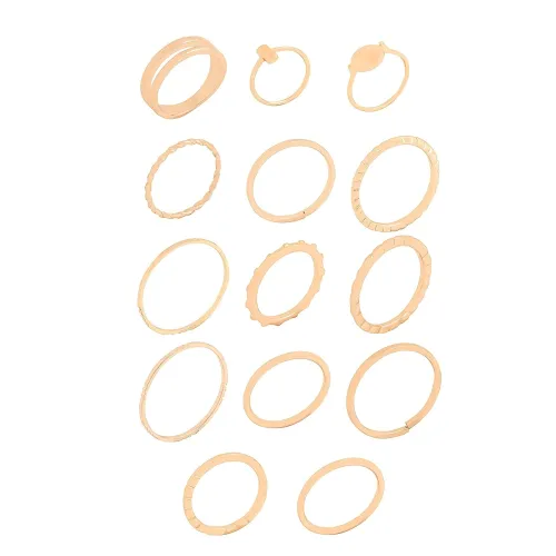 Image of Yellow Chimes Rings for Women and Girls Fashion Aesthetic Golden Ring Set 