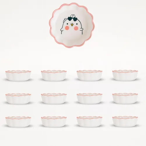 Image of YELONA Ceramic Sauce Bowls Set 12 Pink Rabbit