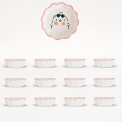 YELONA Ceramic Sauce Bowls Set 12 Pink Rabbit