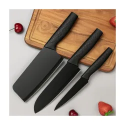 YELONA Set of 3 Paring, Chef, Butcher Meat Knife Black Stainless Steel Non Stick