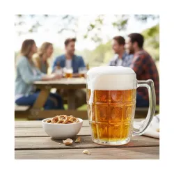 Yera Glass Premium Beer Mugs with Handle, 375 Ml, Set of 2