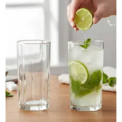 Yera Prima Pyramid Zest Designer Tumbler Set of 6, 210 ml Each | Tumblers for Water, Cold Drinks, Juice | Dishwasher Safe | for Daily use & Gifting