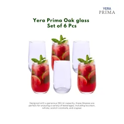 Yera Prima Aqua Water/Juice/Cocktail Glass- 335 ml Each -Set of 6 pcs