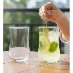 Yera Prima Bonn Zest Designer Tumbler Set of 4, 230 ml Each Transparent | Hot & Cold Drinks, Juice, Cocktail, Milkshake, Smoothie | Ideal for Home, Party, Restaurant, Gifting | Special Occas...