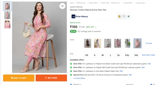 Image of yesha fashion  Women Cotton Blend Kurta Pant Set