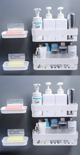 Image of YIXTY Wall Mount Bathroom Shelf Combo (8 Shelves, White)