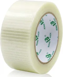 YMD Transparent Bi-Directional Filament Strapping Tape, 6.7 Mil x 2 Inch x 30yds Protection Tape (White)