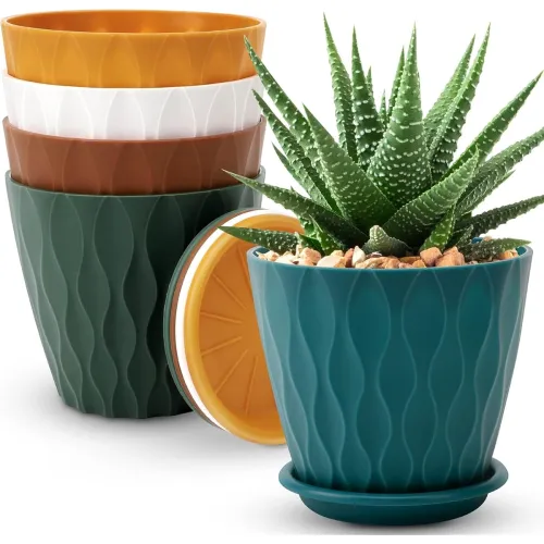 Image of YNNICO 6 inch Plant Pots, 5 Pack Flower Pots 