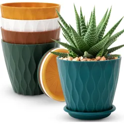YNNICO 6 inch Plant Pots, 5 Pack Flower Pots 