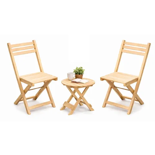 Image of YO Green Wooden Round Chair and Table