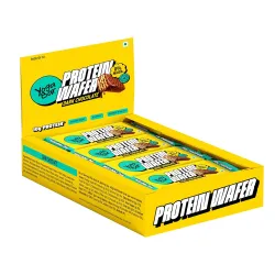 Yogabar 10g Protein Wafer Bars | Dark Chocolate Flavor | Crunchy High-Protein Snack | Source of Protein & Fiber | 0% Mai