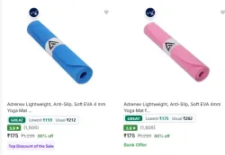 Yoga Mats at minimum 86% Discount