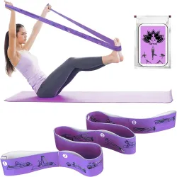 Yoga Strap for All People 8 Loops Stretching Strap with Printed Positions