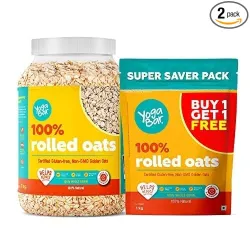 Yogabar 100% Rolled Oats 2kg Combo, 1kg Jar + 1kg Pouch