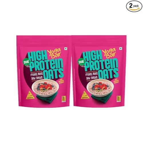 Image of Yogabar 26g High Protein Oats 1kg x 2, Fruits Nuts & Seeds - Breakfast Cereal with Wholegrains, 26% Protein & No added s