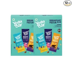 Yogabar Breakfast Protein Bars, 12 Bars | Easy & Convenient Breakfast On-the-GO | High in Protein & Fibre | Quick Protei