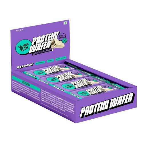 Image of Yogabar 10g Protein Wafer Bars | Cookies & Cream Flavor | 0% Maida | Made with Millets | Crunchy High Protein Bars | 40g