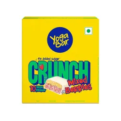 Yogabar Crunch Bar Mixed Berry | 10g Protein Bar | No Added Sugar | Crunchy Bar with Almonds & Peanuts | Whey Protein Ba