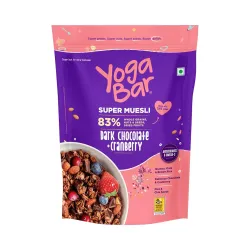 Yogabar Wholegrain Breakfast Muesli - Dark Chocolate + Cranberry,400g | Healthy Breakfast Cereals | Granola | Gluten Fre