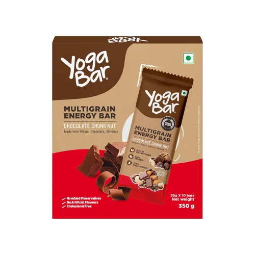 Image of Yogabar Energy Bars Chocolate Chunk, Pack of 10 x 35g Energy Bars 