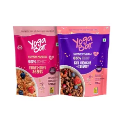 Yogabar Wholegrain Breakfast Muesli Combo | Fruits, Nuts and Seeds 700gm | Dark Chocolate Cranberry 700gm | Nuts + Seeds