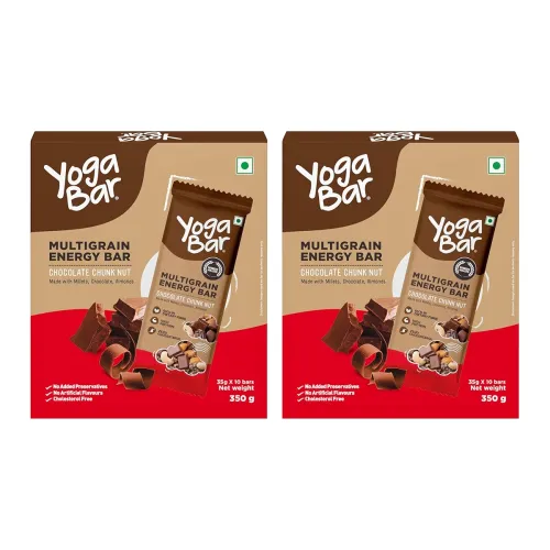 Image of Yogabar Multigrain Energy Bars - Chocolate Chunk 20 Bars - Daily Protein Snack, High Energy & Nutrition Bars - with 8g P